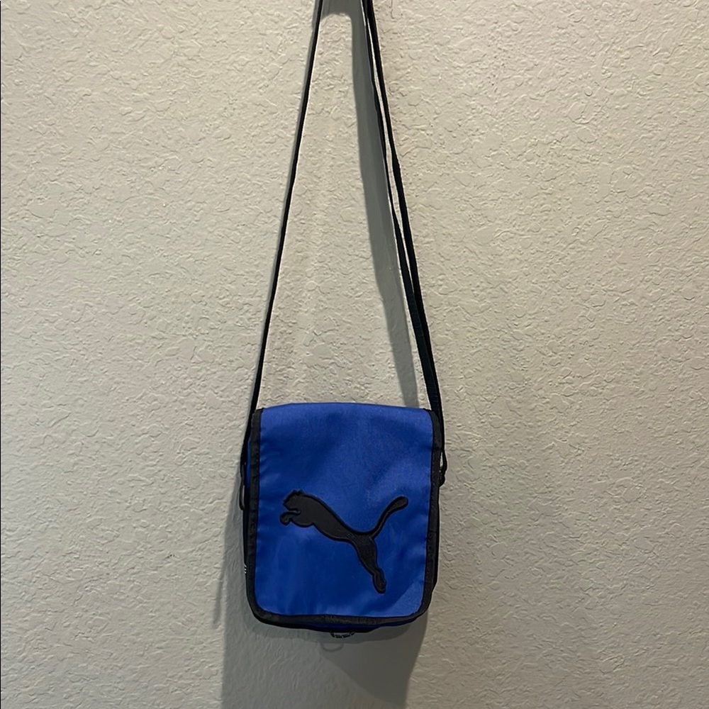 Puma durabase crossbody bag in blue/black nylon